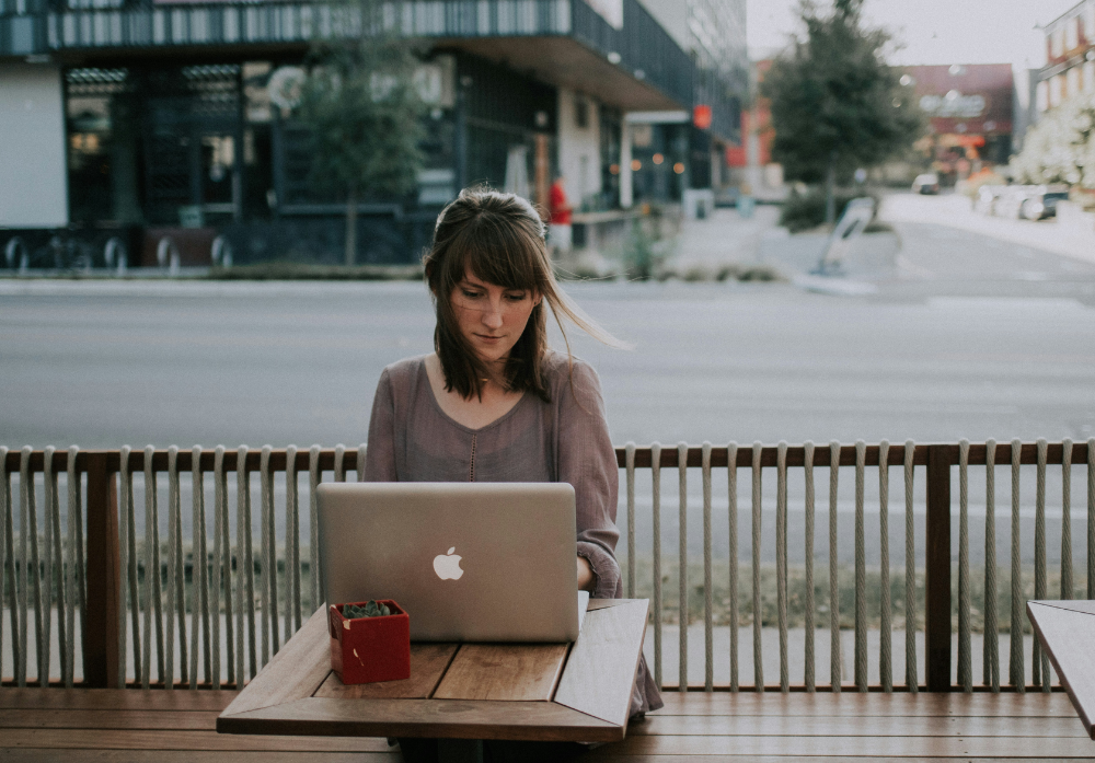 woman using a laptop