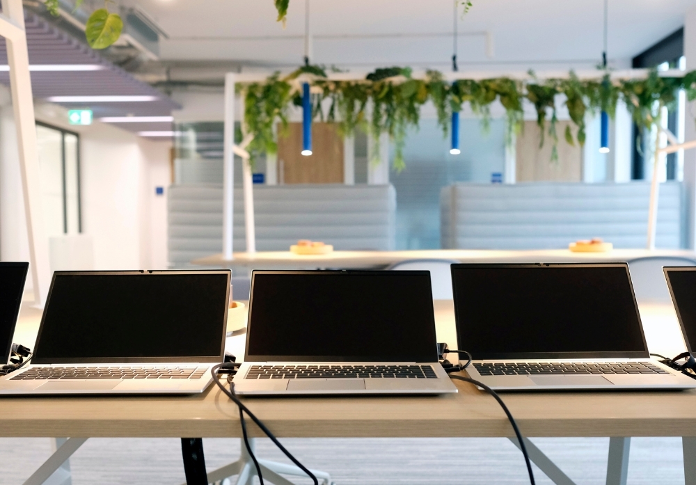 laptops in a table