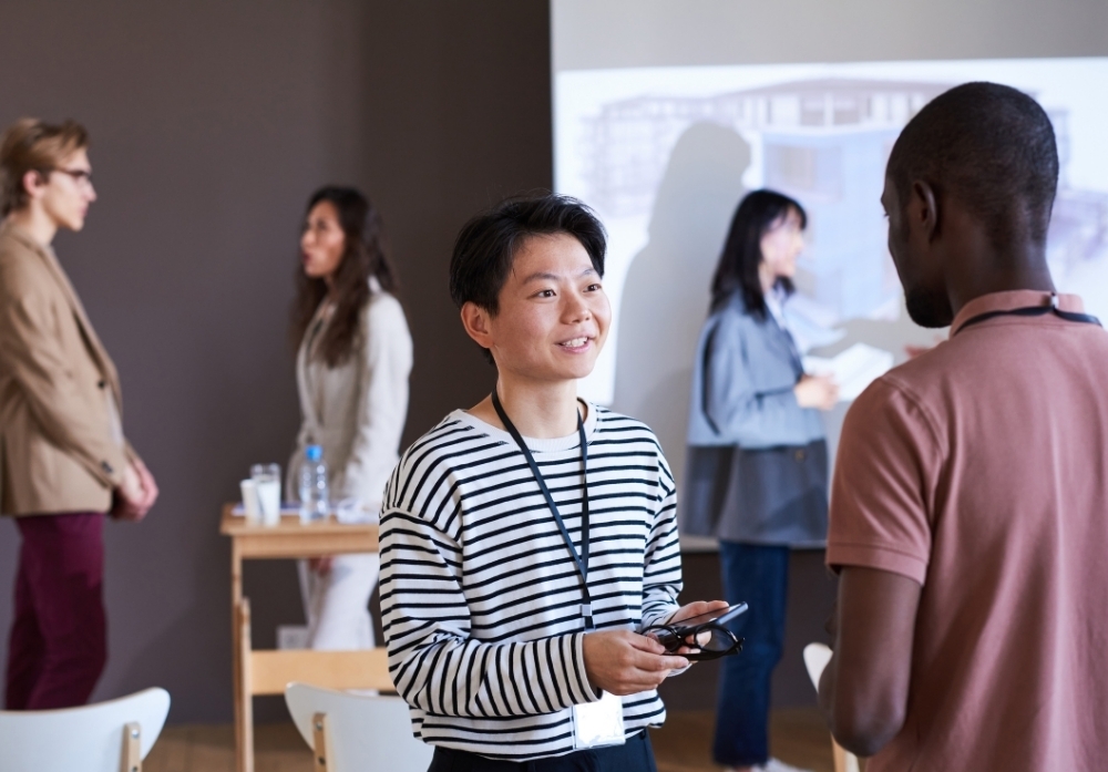 people talking during a conference 