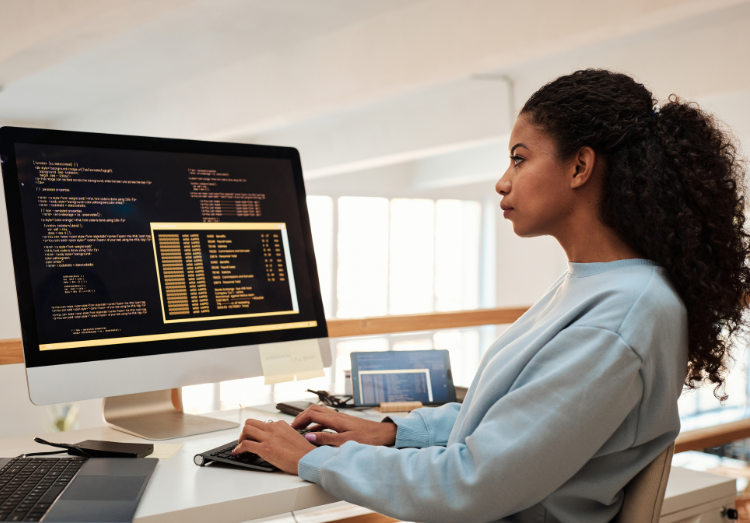 woman using a laptop