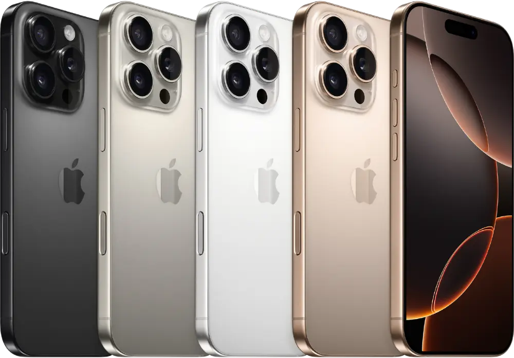 Image showcasing five iPhone 16 models in various colors